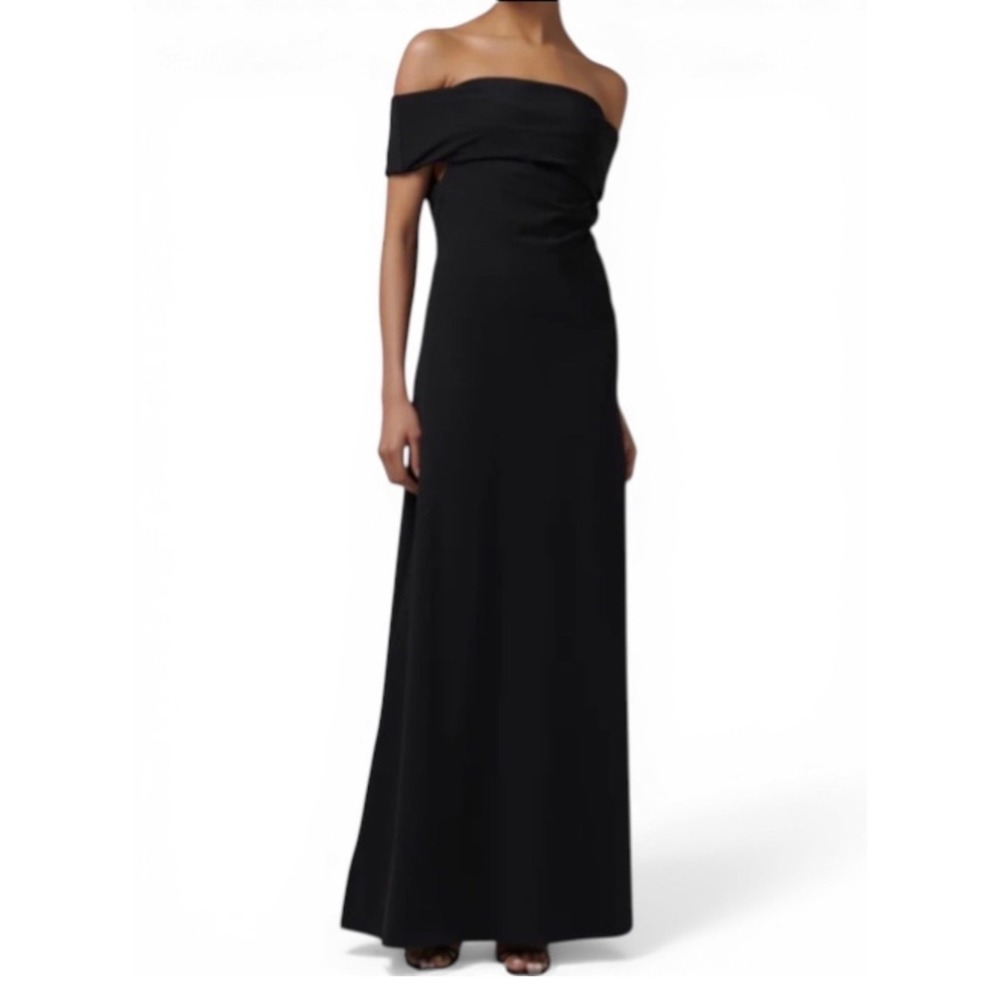 NWT Róhe Lexi asymmetrical off shoulder maxi dress 36 black formal LBD wedding